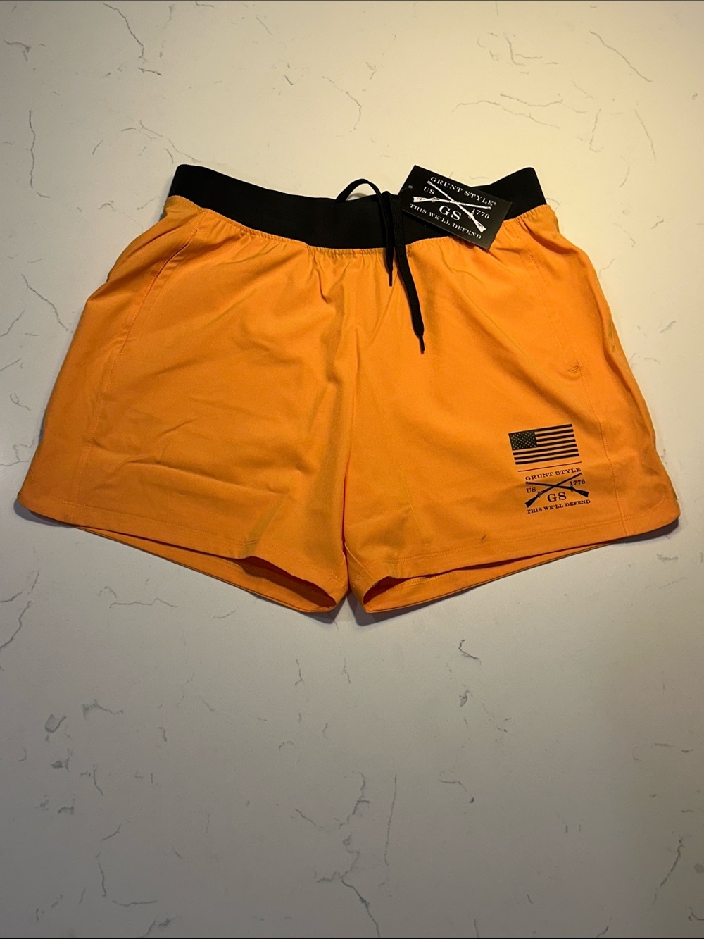 Grunt Style Orange Athletic Shorts with Black Waistband MENS MEDIUM New READ